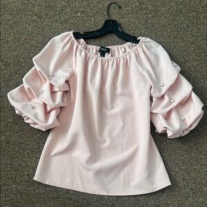 Pink Ruffle Sleeve Women's Top